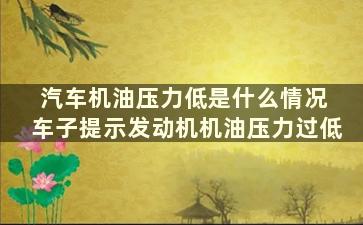 汽车机油压力低是什么情况 车子提示发动机机油压力过低